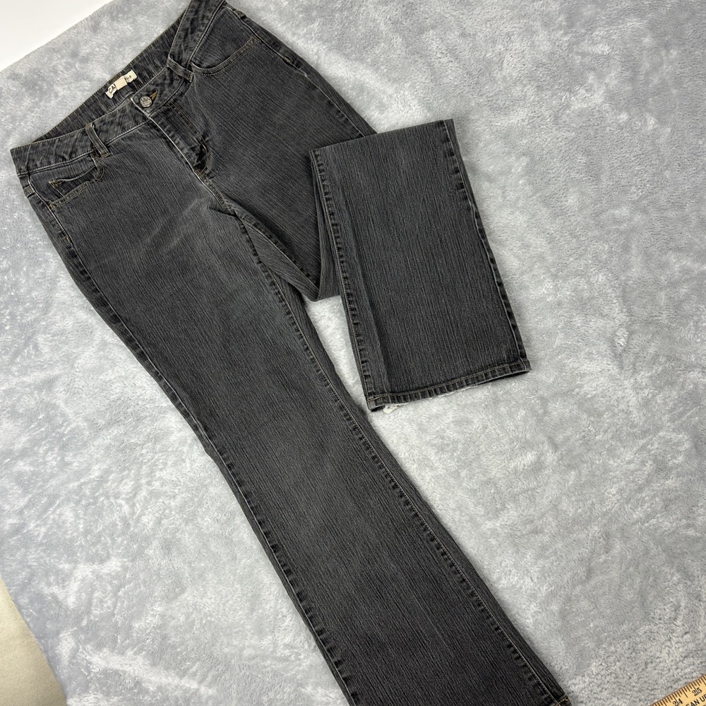 CAbi Bootcut Jeans Women's Sz 8‎  Denim Black Gray Mid Rise Witchy Goth